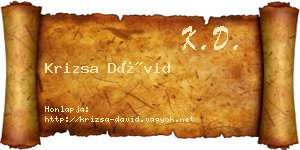 Krizsa Dávid névjegykártya